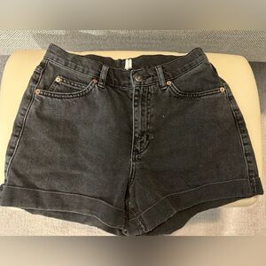 TopShop black denim MOM style shorts with cuff